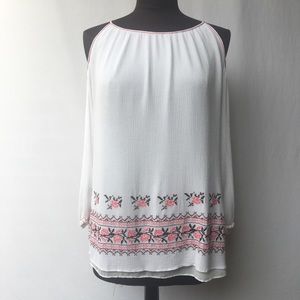 EUC Max Studio Gauzy Cold Shoulder Top SzSm